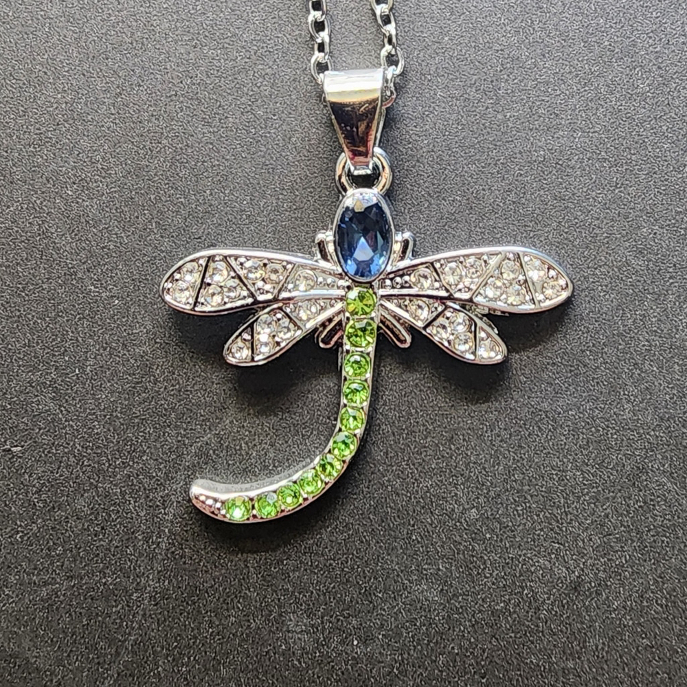 Stainless Steel Dragonfly rhinestone Necklace